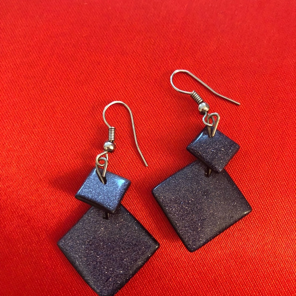 African Black Stone Handmade Dangle Earrings